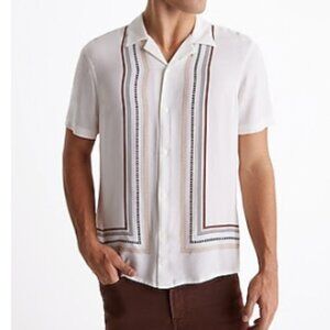 Express Mens Patterned Stripe Rayon Short Sleeve Shirt X-Large